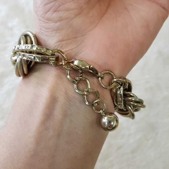 VINTAGE Intertwined Chunky Gold Tone Link Chain Bracelet - Picture 3 of 5